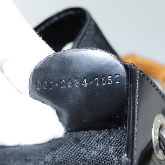 GUCCI Bamboo Hand Bag Nylon 2way Black 001 2684 1657 Auth 74809 - Picture 13 of 17